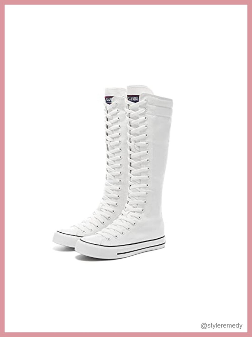 Momuk Tall Canvas Lace Up Knee High Sneakers Rubber Sole